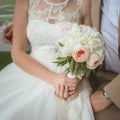 Beautiful wedding bouquet of paeonies