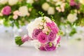 Beautiful wedding bouquet roses white and pink Royalty Free Stock Photo