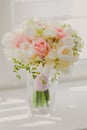 Beautiful wedding bouquet of tulips and roses Royalty Free Stock Photo