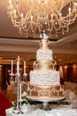 Beautiful Wedding Cake in wedding day, wedding reception Royalty Free Stock Photo