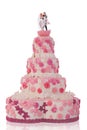 Beautiful wedding cake, with pink roses Royalty Free Stock Photo