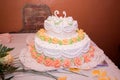 Beautiful wedding cake with swans Royalty Free Stock Photo