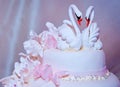 Beautiful wedding cake with swans Royalty Free Stock Photo