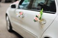 Beautiful Wedding car decoration outdoor Royalty Free Stock Photo