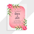 Beautiful wedding card design with flower elements Royalty Free Stock Photo
