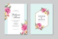 Beautiful wedding card template with colorful rose flower