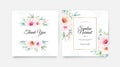 Beautiful wedding card template with floral partition watercolor