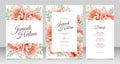 Beautiful  wedding card template with beautiful peony aquarel Royalty Free Stock Photo