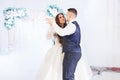 Beautiful wedding couple just married and dancing their first dance Royalty Free Stock Photo