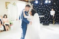 Beautiful wedding couple just married and dancing their first dance Royalty Free Stock Photo