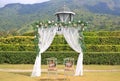 Beautiful wedding decoration with chairs you and me in the nature outdoor Royalty Free Stock Photo