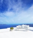 Beautiful wedding decoration on Santorini island Royalty Free Stock Photo