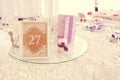 Beautiful wedding decoration table number