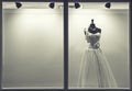 Wedding dress in the window of shop