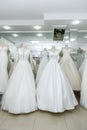 Beautiful wedding dresses on a mannequin in bridal shop Royalty Free Stock Photo