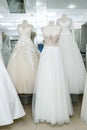 Beautiful wedding dresses on a mannequin in bridal shop Royalty Free Stock Photo