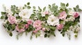 beautiful wedding floral with floral shrub garden background on white background