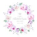 Beautiful wedding floral vector design round frame Royalty Free Stock Photo