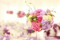 Beautiful wedding flower decoration table arrangement Royalty Free Stock Photo