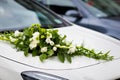 Beautiful wedding flowers car decoration Royalty Free Stock Photo