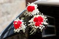 Beautiful wedding flowers car decoration Royalty Free Stock Photo