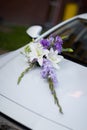 Beautiful wedding flowers car decoration Royalty Free Stock Photo