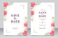 Beautiful wedding invitation card set of red roses and white aquarel Royalty Free Stock Photo