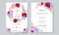 Beautiful wedding invitation card template with floral leaves