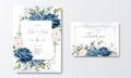 Beautiful wedding invitation card template with floral leaves