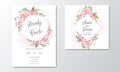 Beautiful wedding invitation card template with floral leaves