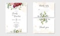 Beautiful wedding invitation card template with floral leaves