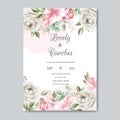 Beautiful wedding invitation card template with floral leaves