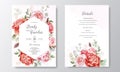 Beautiful wedding invitation card template with floral leaves