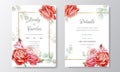 Beautiful wedding invitation card template with floral leaves