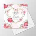 Beautiful wedding invitation card template with floral leaves Royalty Free Stock Photo