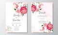 Beautiful wedding invitation card template with floral leaves