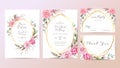 Beautiful wedding invitation cards template of watercolor flowers