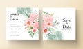 Watercolor wedding invitation beautiful flower template