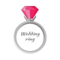 Beautiful Wedding Ring with Red Gemstone Royalty Free Stock Photo