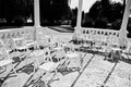 Beautiful wedding set of chairs decoration in the outdoor ceremony Royalty Free Stock Photo