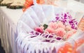 Beautiful wedding table decorations with unique floral compositions Royalty Free Stock Photo