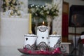 Beautiful wedding table setting with decorations and candels