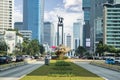 Beautiful Welcome monument surrounded skyscrapers