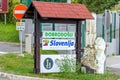 Beautiful Welcome to Slovenia Sign Decorated Wooden Boards that Look Like Roof Tiles. Located at the Borders of Slovenia