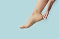 Beautiful well-groomed female legs . Foot care . Royalty Free Stock Photo