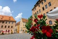 Beautiful well-groomed streets of old town. View of historical center of Nuremberg, Franconia, Bavaria