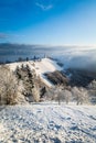 Beautiful and well known landmark Jamnik church on hilltop in wintertime