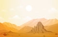 Beautiful Western Desert Landscape with Sky Rock Cliff Mountain Vector Illustration Royalty Free Stock Photo