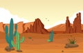 Beautiful Western Desert Landscape with Sky Rock Cliff Mountain Vector Illustration Royalty Free Stock Photo