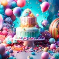 Beautiful, whimsical birthday cake